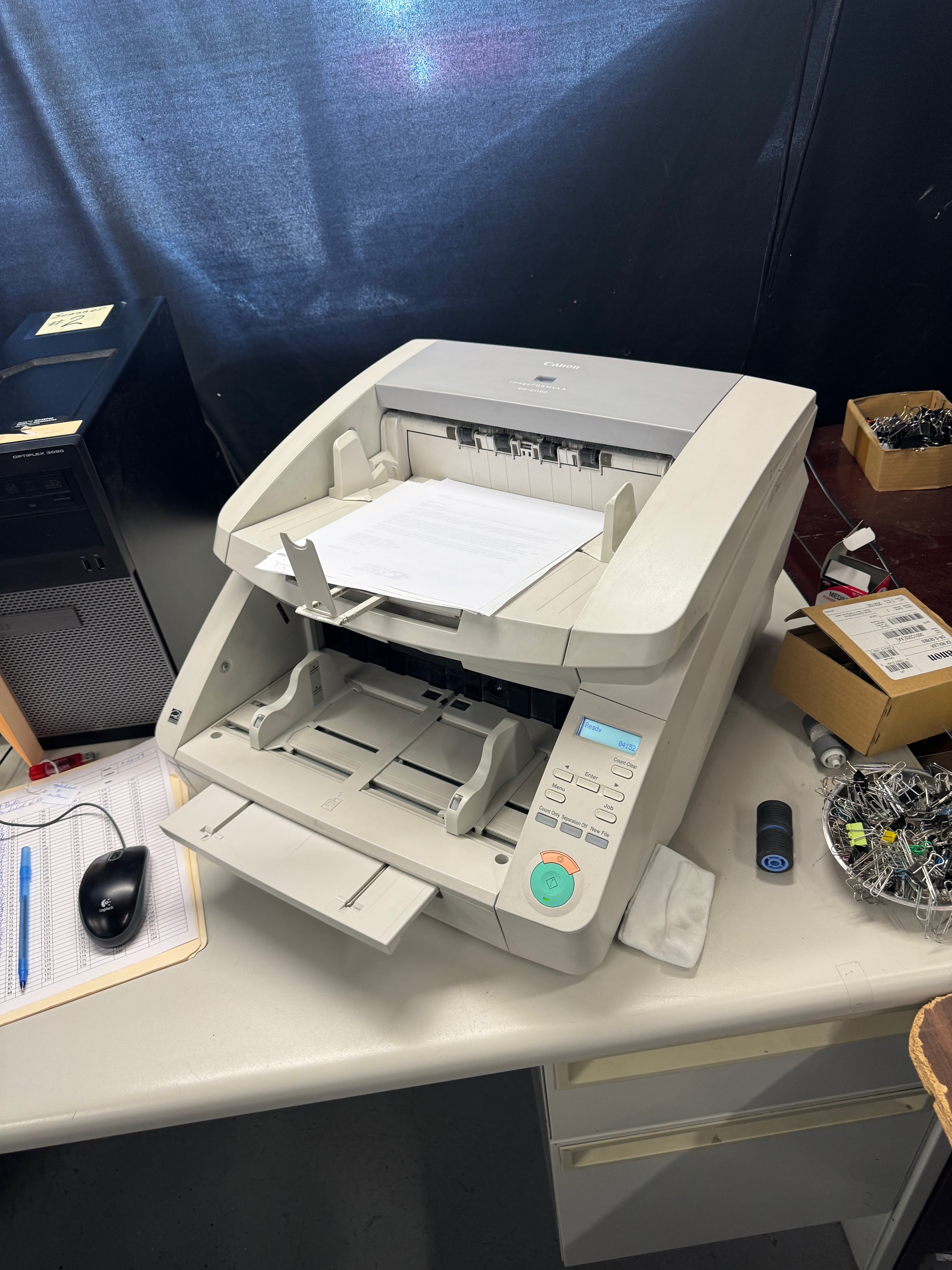 Canon DG-1100 scanning station used in file scanning. 