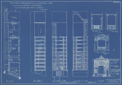 Blueprint of a older stairway.
